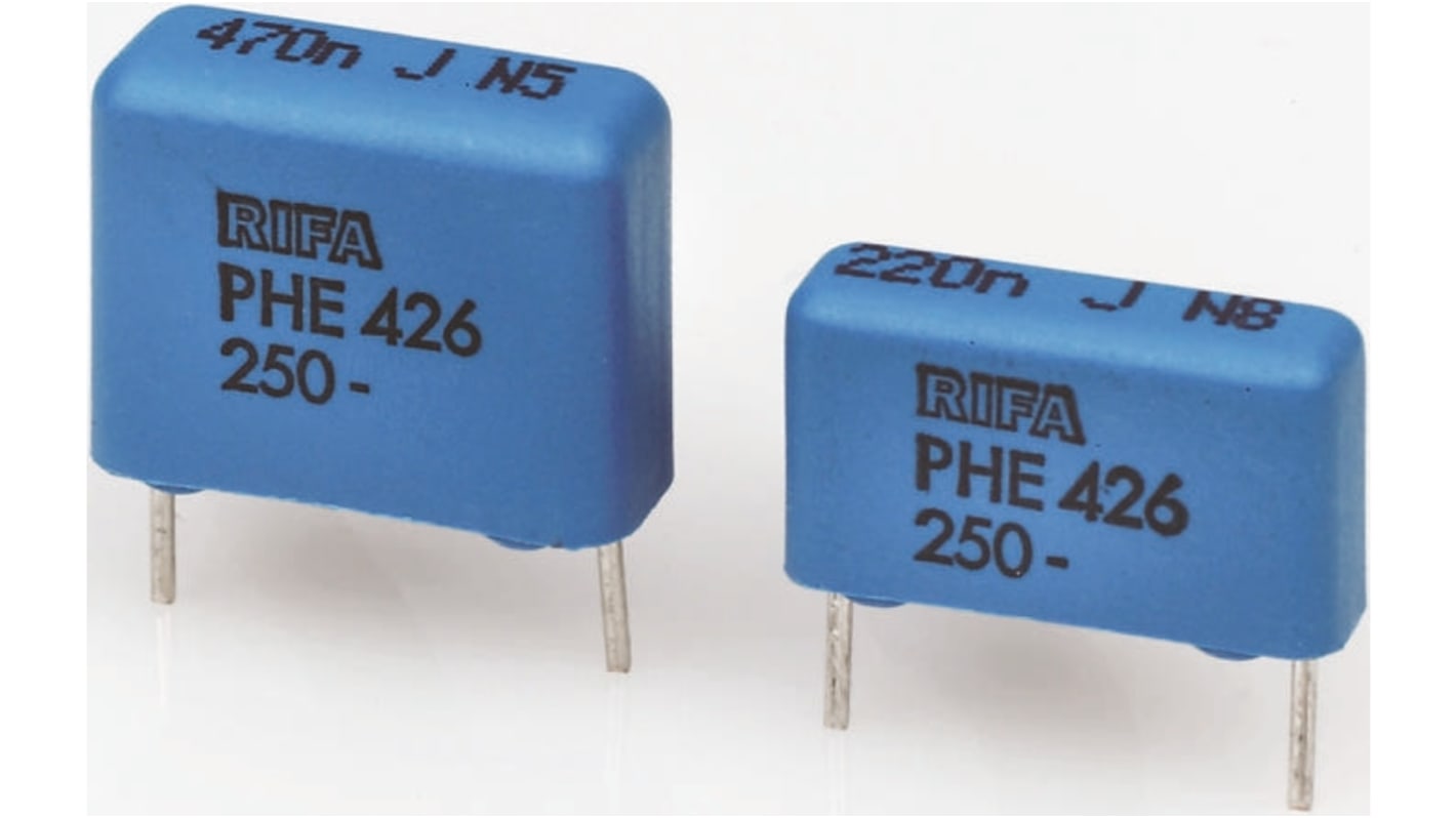 KEMET PHE426 Metallised Polypropylene Film Capacitor, 200 V ac, 400 V dc, ±5%, 22nF, Through Hole