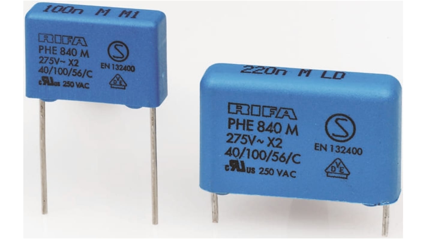 KEMET PHE840 Metallised Polypropylene Film Capacitor, 275V ac, ±20%, 330nF, Through Hole