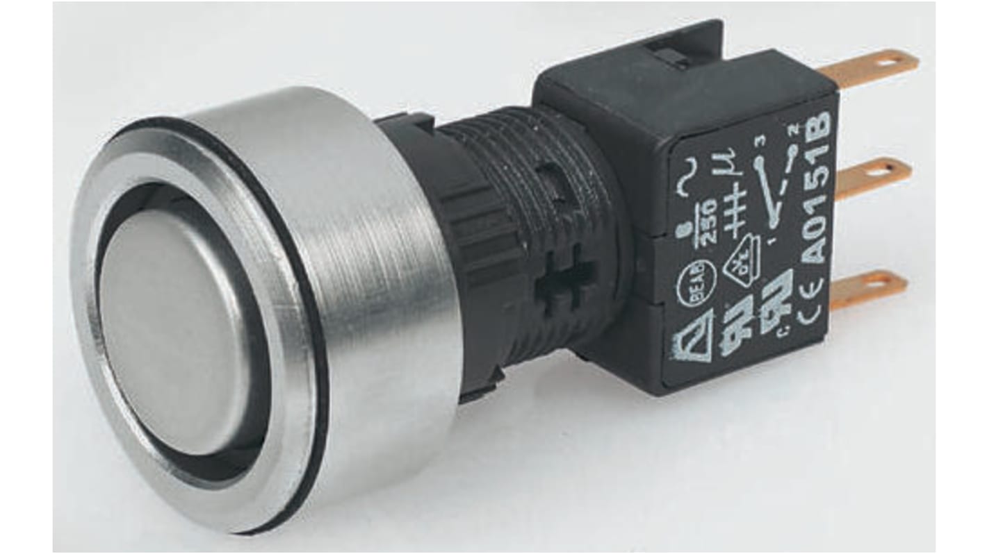 APEM Illuminated Push Button Switch, Momentary, Panel Mount, 30mm Cutout, DPDT, Blue LED, IP65
