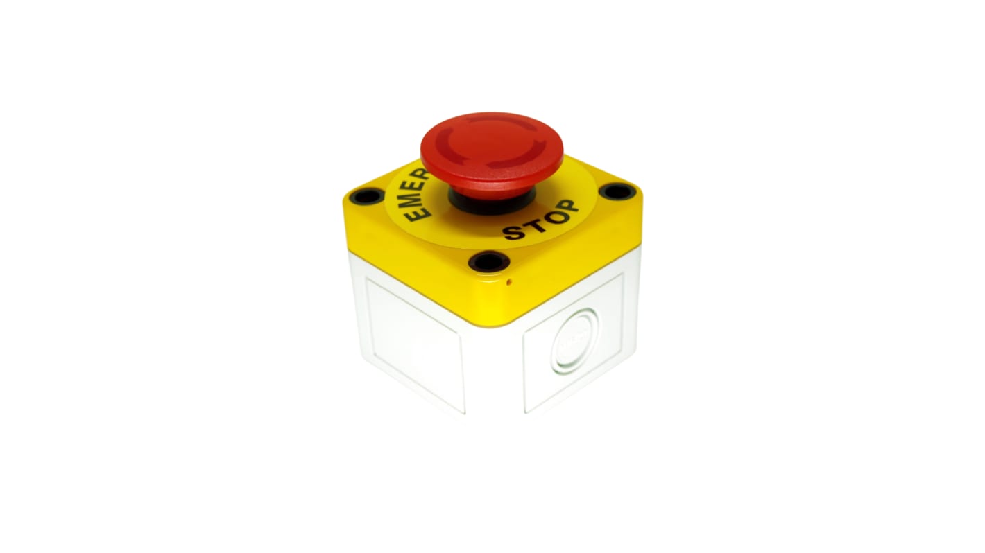 APEM A01ES Series Twist Release Emergency Stop Push Button, Surface Mount, 1NC, IP65