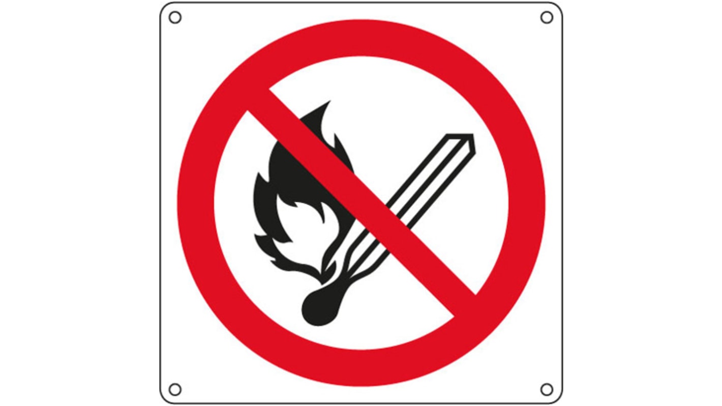 Segnale "Divieto Usare Fiamme Libere", in Alluminio, 270mm x 270 mm