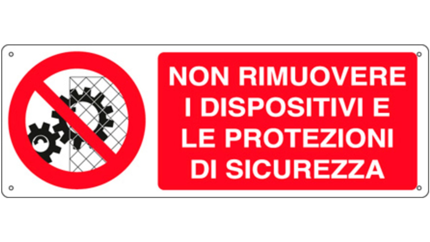 Segnale "Non Rimuovere Dispositivi E Le Protezioni Di Sicurezza", in Alluminio, 125mm x 350 mm
