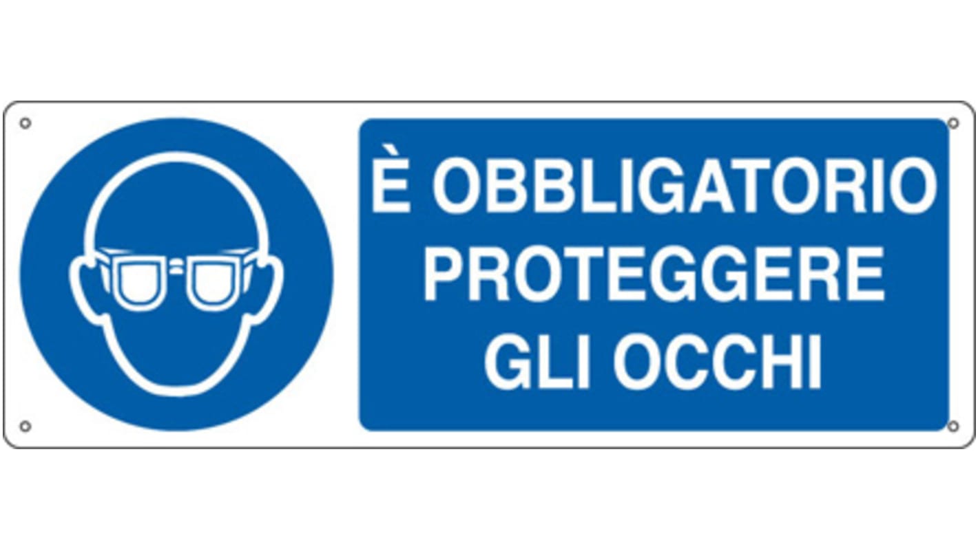 Segnale d'obbligo in Alluminio, pittogramma: Protezione occhi, Blu/Bianco