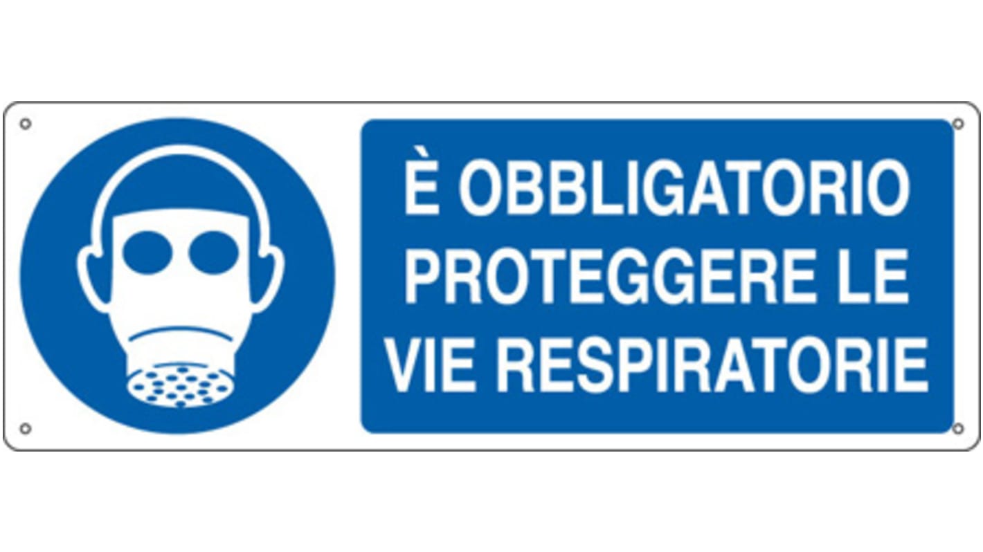 Segnale d'obbligo in Alluminio, pittogramma: Protezione vie respiratorie, Blu/Bianco