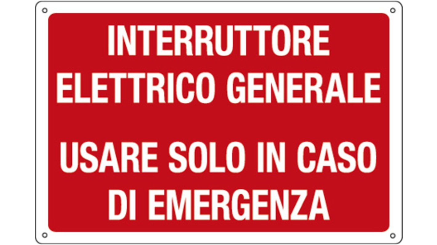 Cartello "Interruttore Elettrico Generale Usare Solo In Caso Di Emergenza", in Italiano