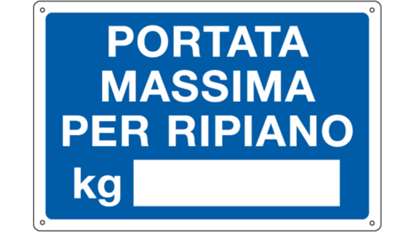 Cartello "Portata Massima Per Ripiano Kg", in Italiano