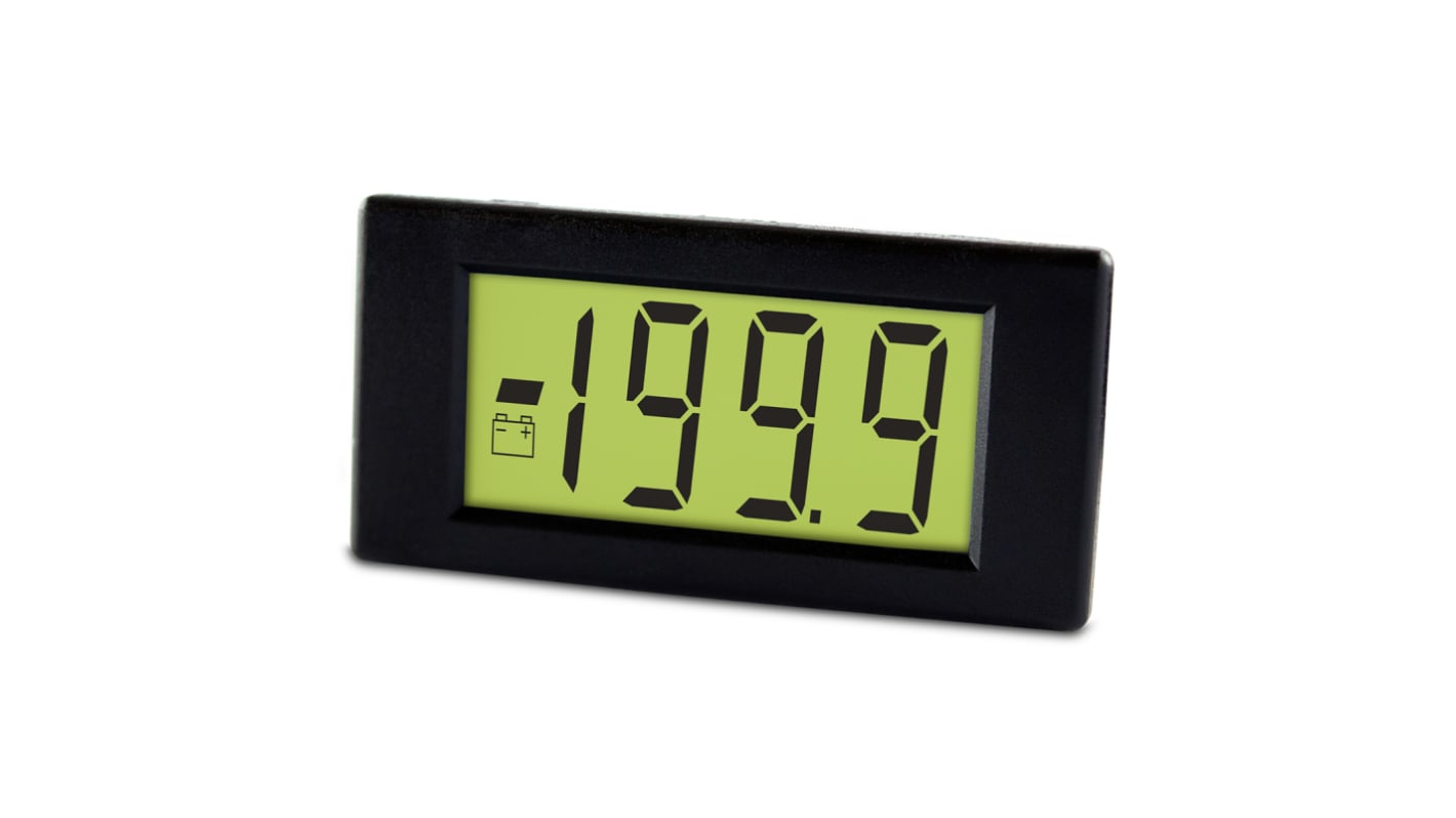 Lascar 直流数字电压表 , (9V 模式 / V+ → V-) 6 → 15V, 3.5位数, ±1 %精度, 38mm x 18mm切面