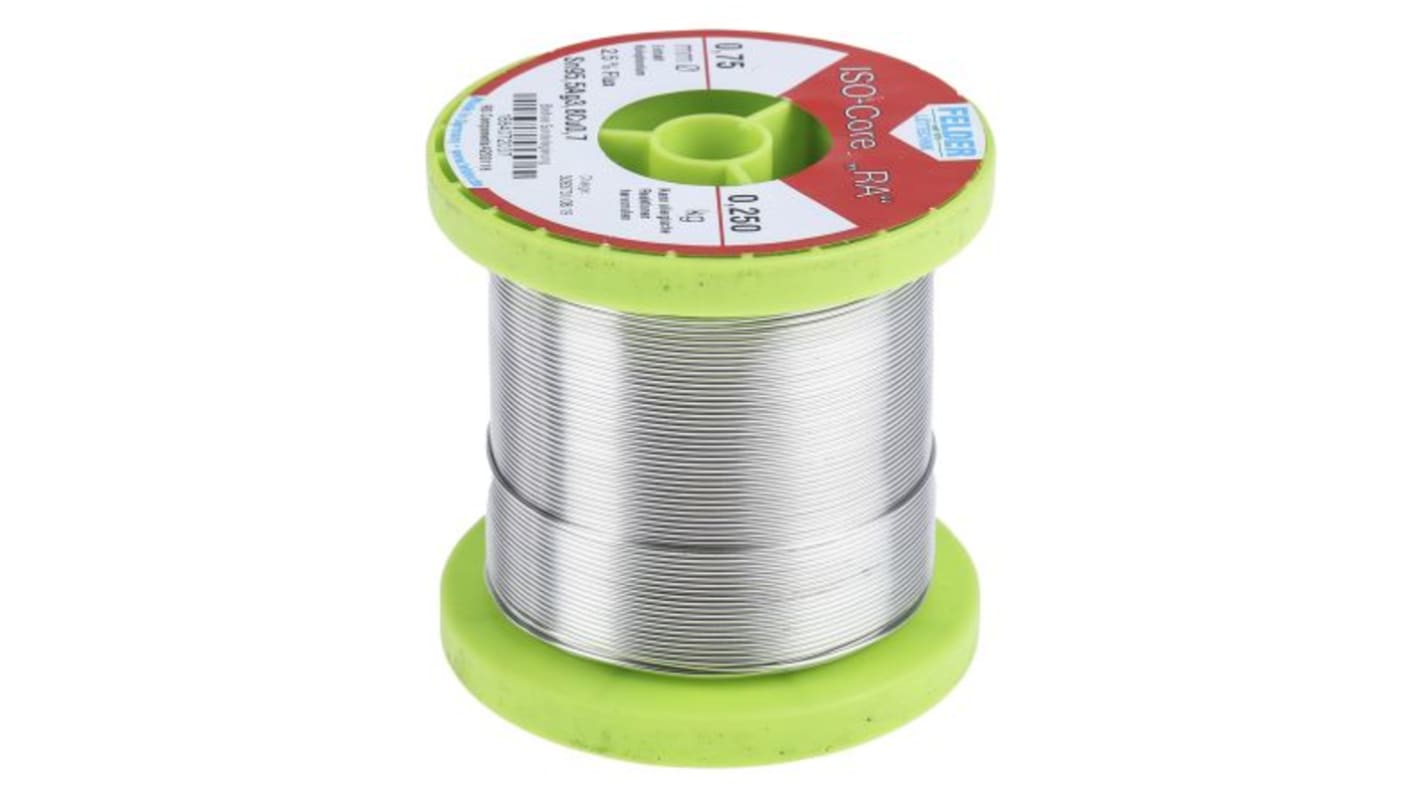 Felder Löttechnik ISO-Core RA Lötzinn bleifrei 95.5%Sn 0%Pb 0.7%Cu 3.8%Ag, 217°C, Ø 0.75mm / 250g