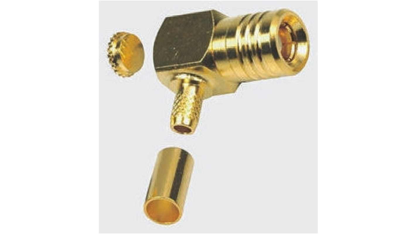 TE Connectivity, Plug Cable Mount SMB Connector, 50Ω, Crimp Termination, Right Angle Body