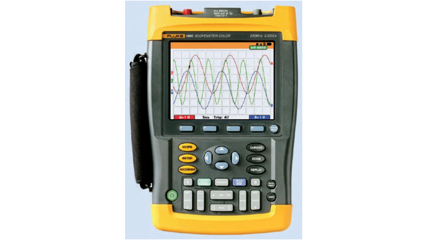Fluke 196C 190C Series Handheld Digital Oscilloscope, 2 Analogue Channels, 100MHz - UKAS Calibrated