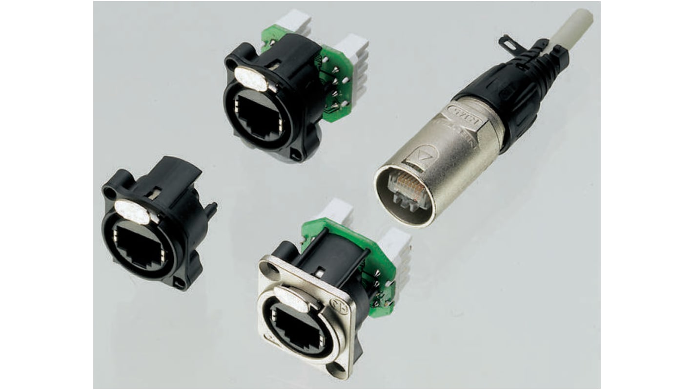 Neutrik etherCON Series Female RJ45 Connector, Cable Mount, Cat5 Straight 1 Port 8 -Way
