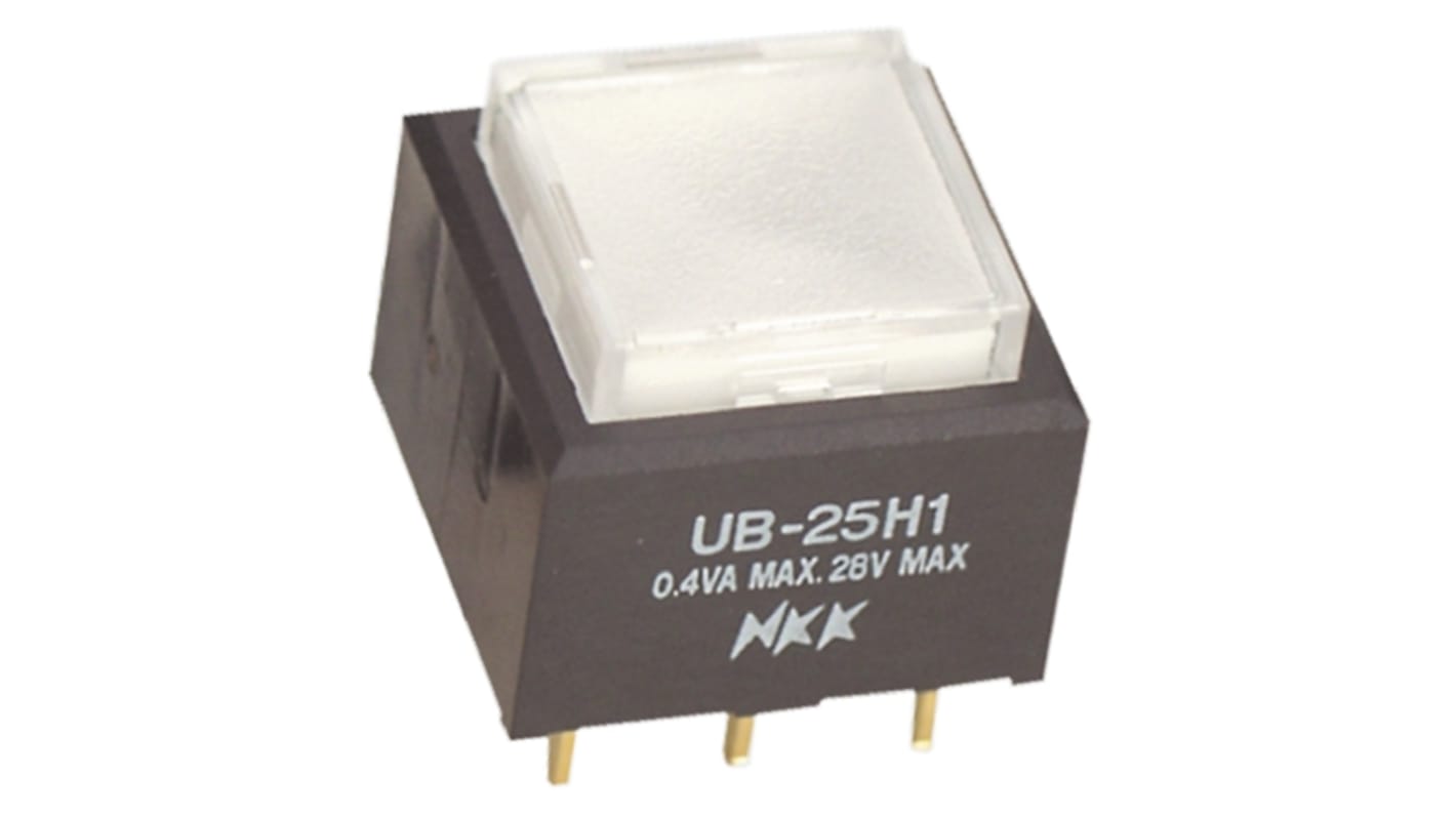 NKK Switches 押しボタンスイッチ, モーメンタリ, SPDT, 0.4 VA @ 28 V ac/dc PCB