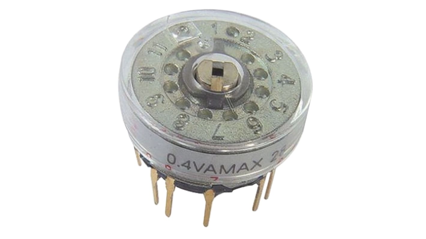 NKK Switches, 2 → 12 Position SP12T Rotary Switch, 0.1 → 100 mA, Through Hole
