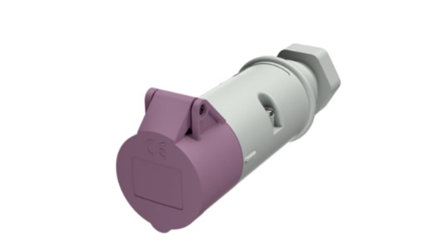 MENNEKES IP44 Purple Cable Mount 2P Industrial Power Socket, Rated At 16A, 20 → 25 V