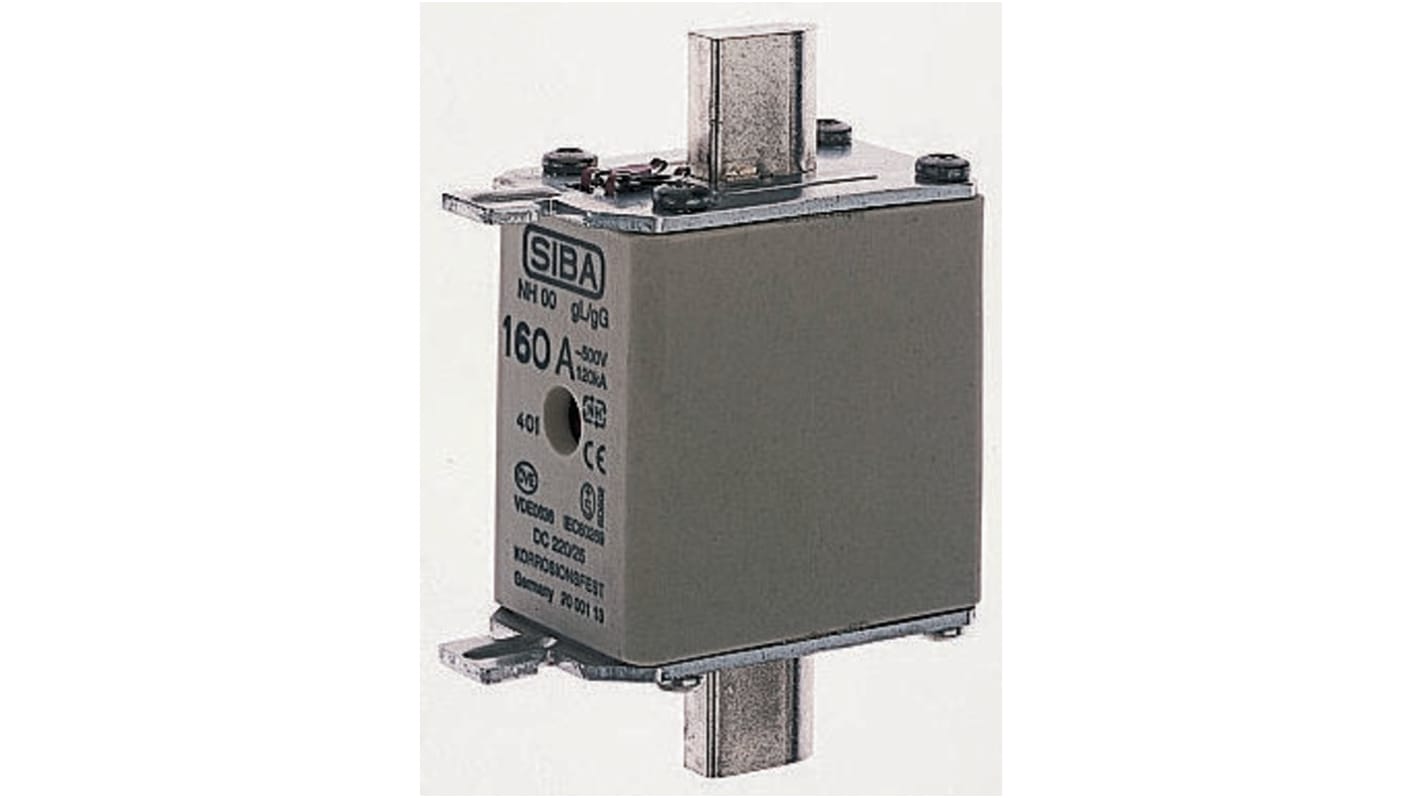 SIBA FF类NH 熔断器, 25A, 690V 交流, NH000尺寸, 主体长54mm, 总长78mm, gRL类应用, 中心方向插片, 高分断能力, NH系列