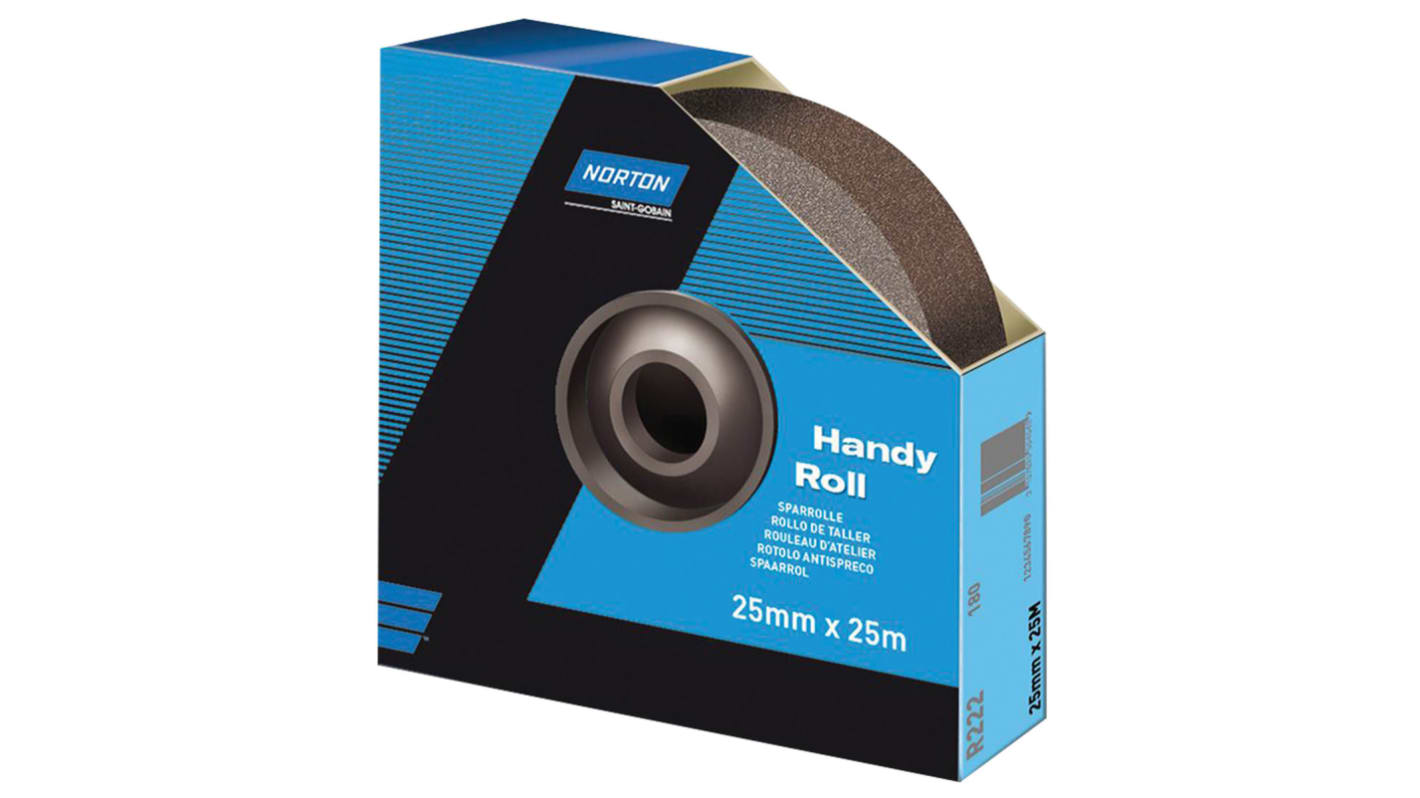 Norton P60 Grit Medium Sandpaper Roll, 25m x 38mm