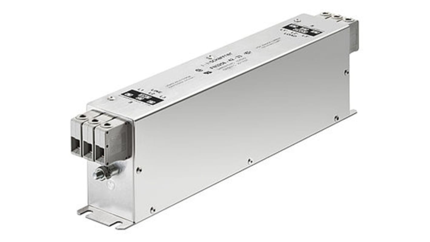 Schaffner, FN 3258 75A 480 V ac 60Hz, Flange Mount RFI Filter, Screw 3 Phase