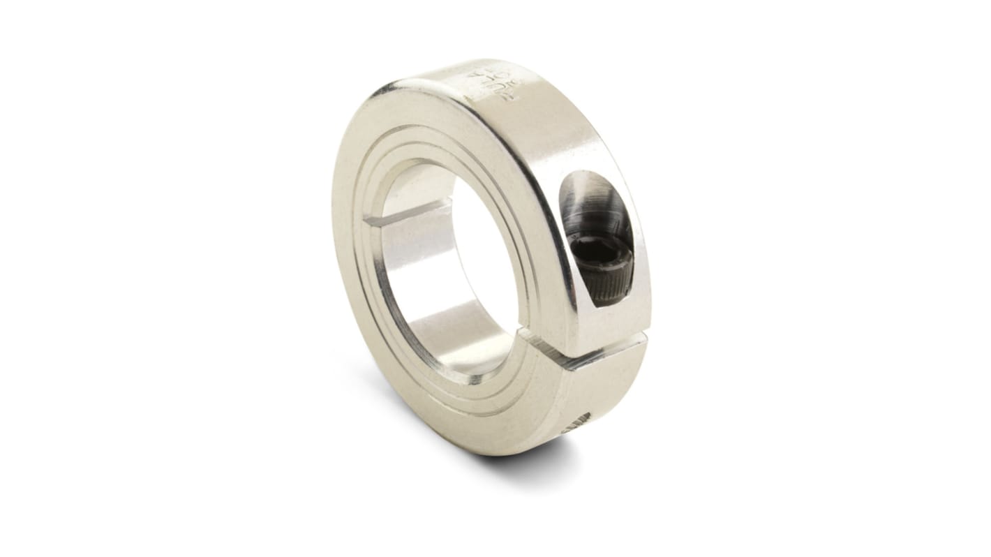 Ruland Shaft Collar, One Piece, Clamp Screw, Bore 20mm, OD 40mm, W 15mm, Aluminium