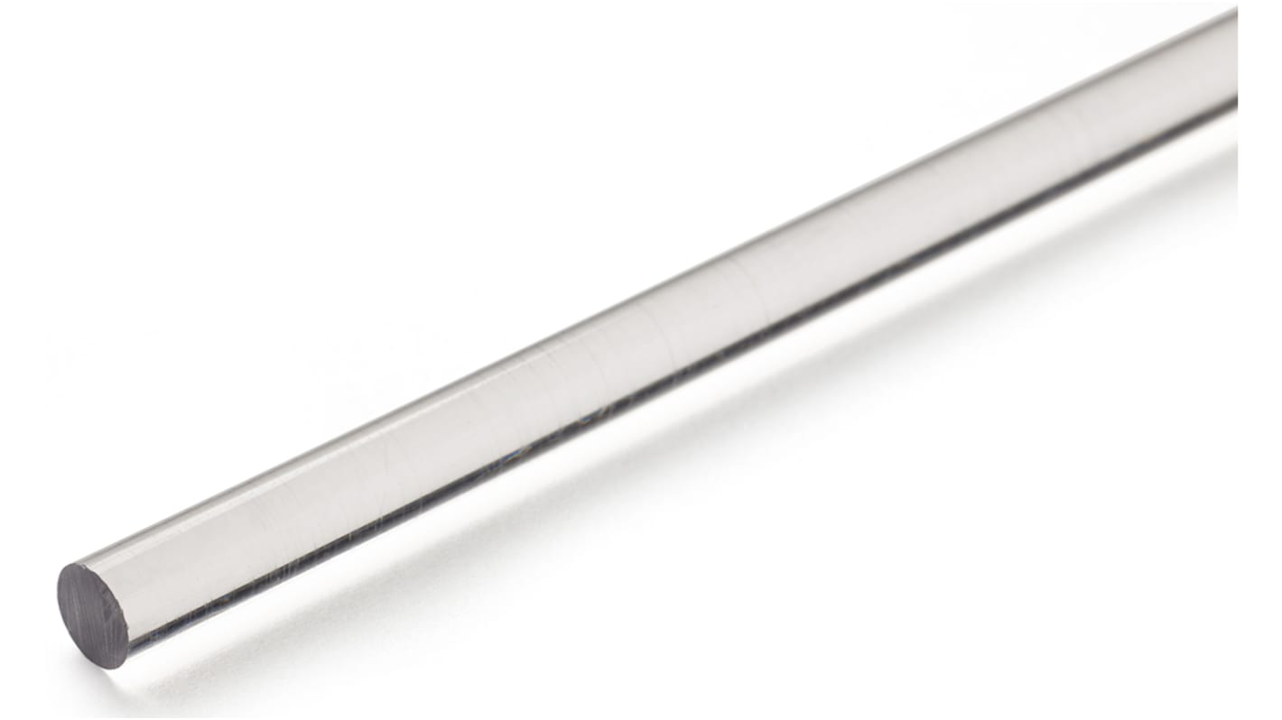 RS PRO Transparent Polycarbonate PC Rod, 1m x 20mm Diameter