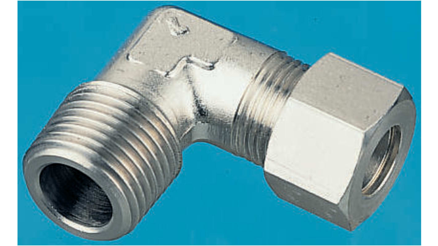 Legris Stainless Steel Pipe Fitting, 90° Elbow, Male BSPT 1/8in
