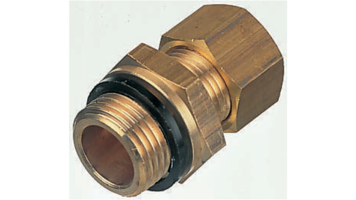 Legris Brass Pipe Fitting, Straight Compression Coupler, Male G 1/2in to Female 15mm