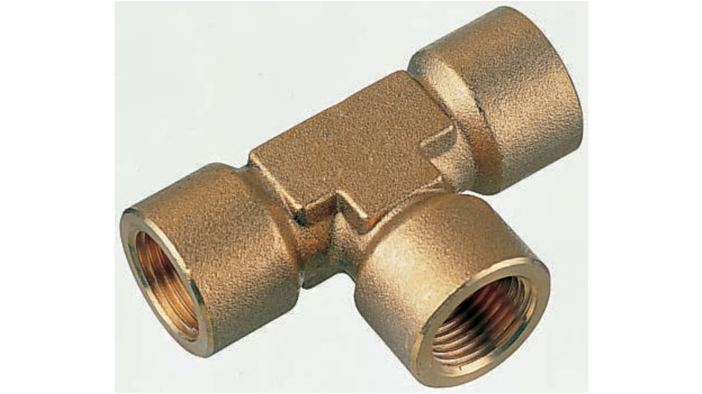 Legris Brass Pipe Fitting, Tee Threaded Equal Tee, Female BSPP 3/4in to Female BSPP 3/4in