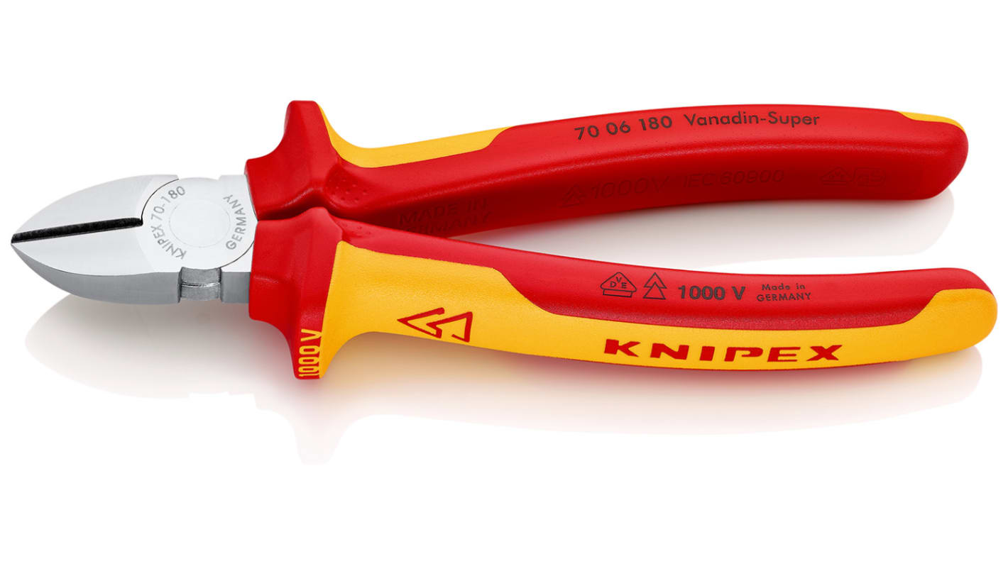 Knipex długość 180 mm gr. cięcia: 4mm VDE Stal elektryczna chromowo-wanadowa