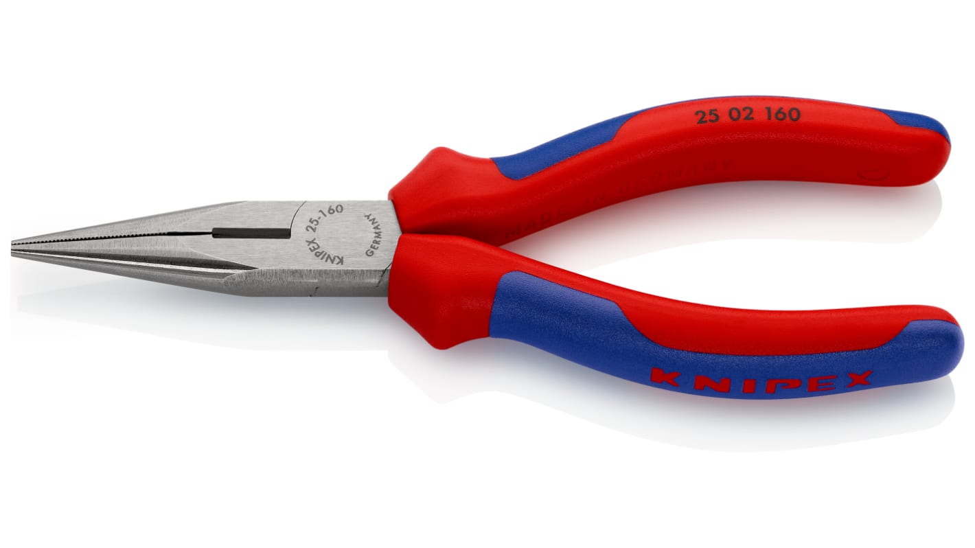 Knipex Long Nose Pliers, 160 mm Overall, Straight Tip, 50mm Jaw