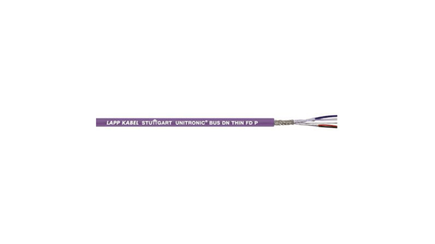 Lapp UNITRONIC BUS DN Data Cable, 4 Cores, 0.25 mm², 0.34 mm², Screened, 25m, Purple PUR, PVC Sheath, 22 AWG