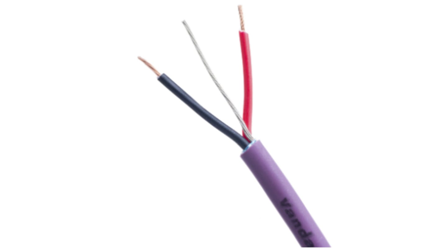 Van Damme Line level Low Voltage signal Cable, 0.22 mm² CSA Screened, 3.9mm od, 100m, Purple