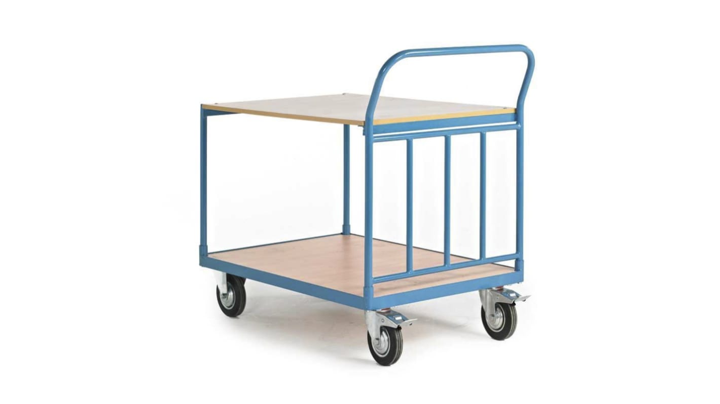 RS PRO Flatbed Wood Platform Trolley, 1050 x 700 x 1050mm, 400kg Load