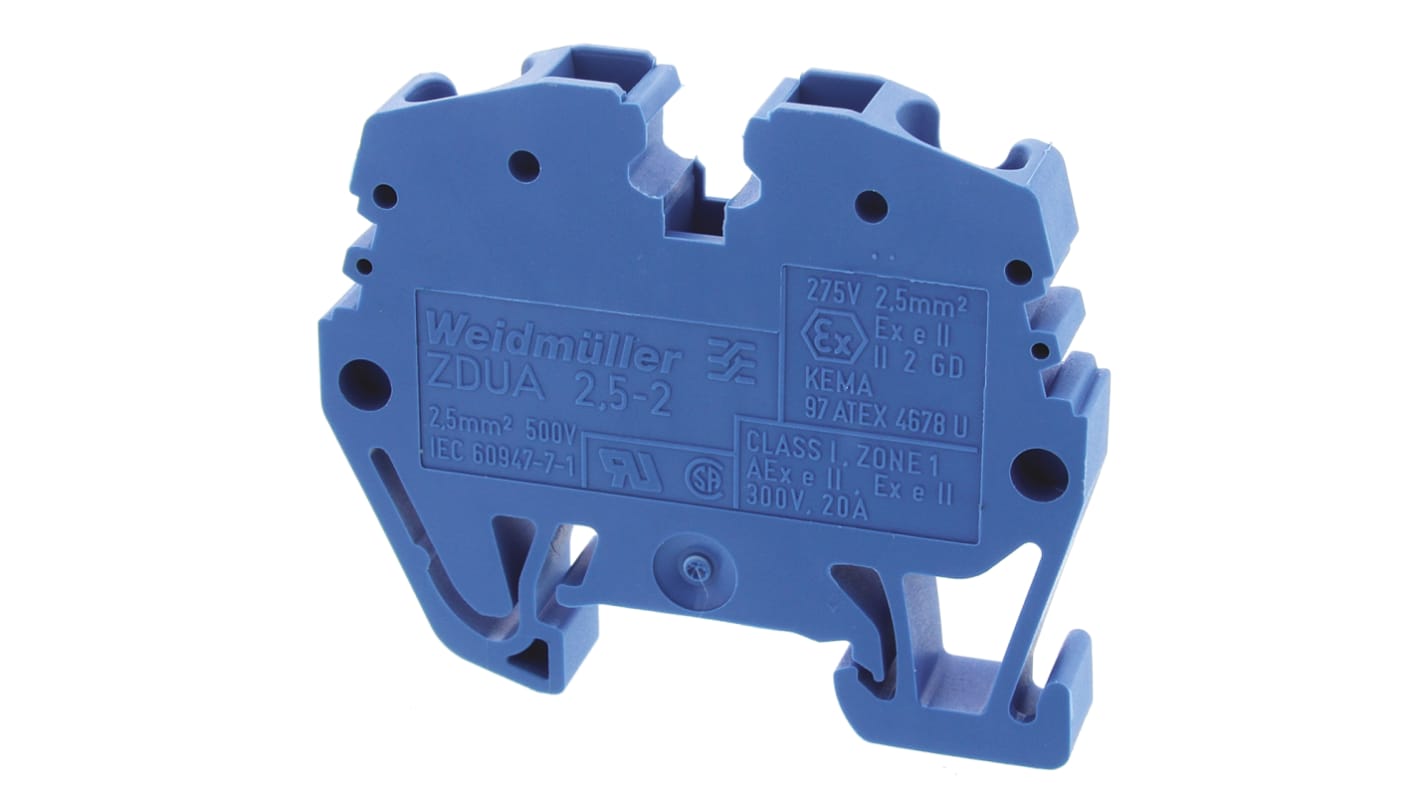 Morsettiera per guida DIN Weidmuller, Blu, livello Singolo, 30A