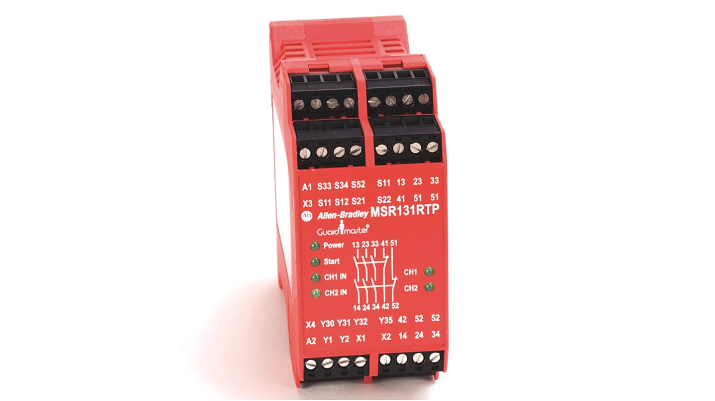 Allen Bradley Guardmaster MSR, Minotaur 440R / MSR131RTP Safety Monitoring Safety Relay, 115V ac, Dual-Channel, 3