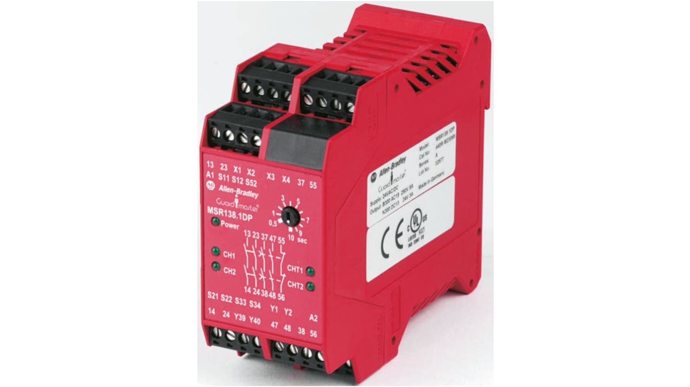 Relè di sicurezza Allen Bradley 440R / MSR138.1DP, 230V ca, 1 canale, 2 contatti di sicurezza