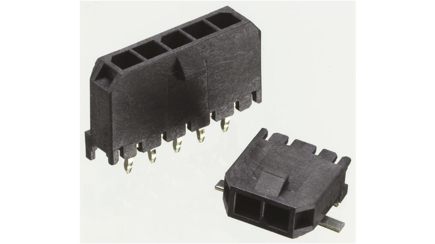 Conector macho para PCB Ángulo recto Molex serie Micro-Fit 3.0 de 3 vías, 1 fila, paso 3.0mm, para soldar, Montaje