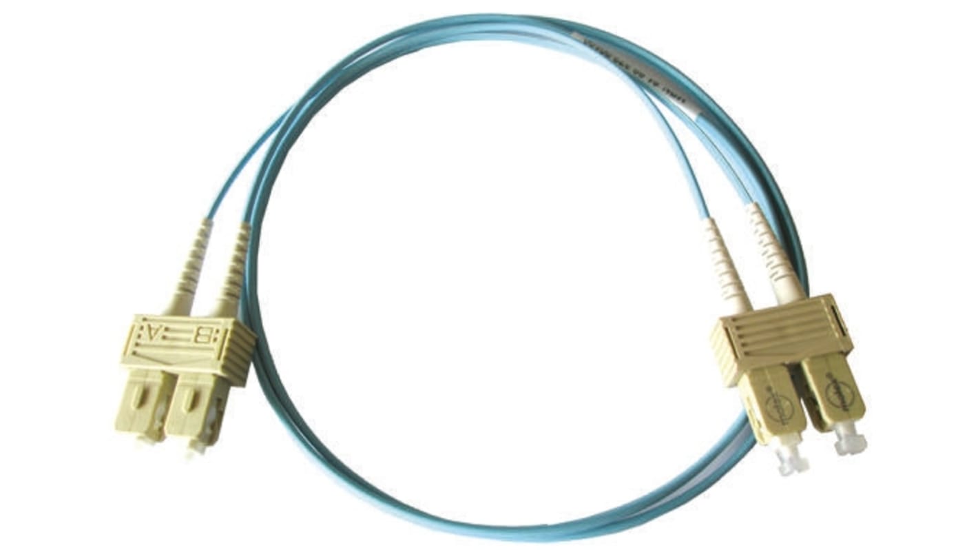 Molex Premise Networks SC to SC Duplex Multi Mode OM3 Fibre Optic Cable, 50/125μm, Aqua, 5m