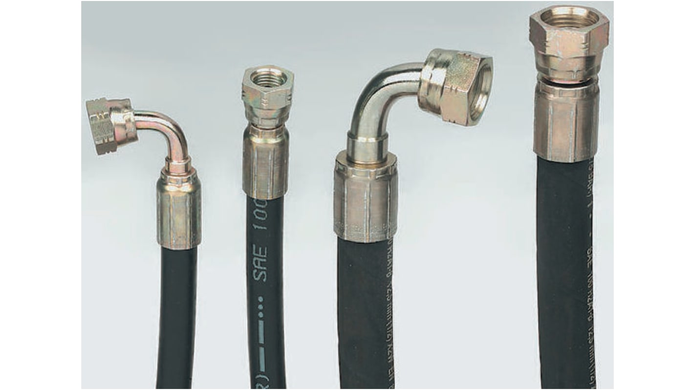 Parker 1500mm Synthetic Rubber Hydraulic Hose Assembly, 400 bar Max Pressure