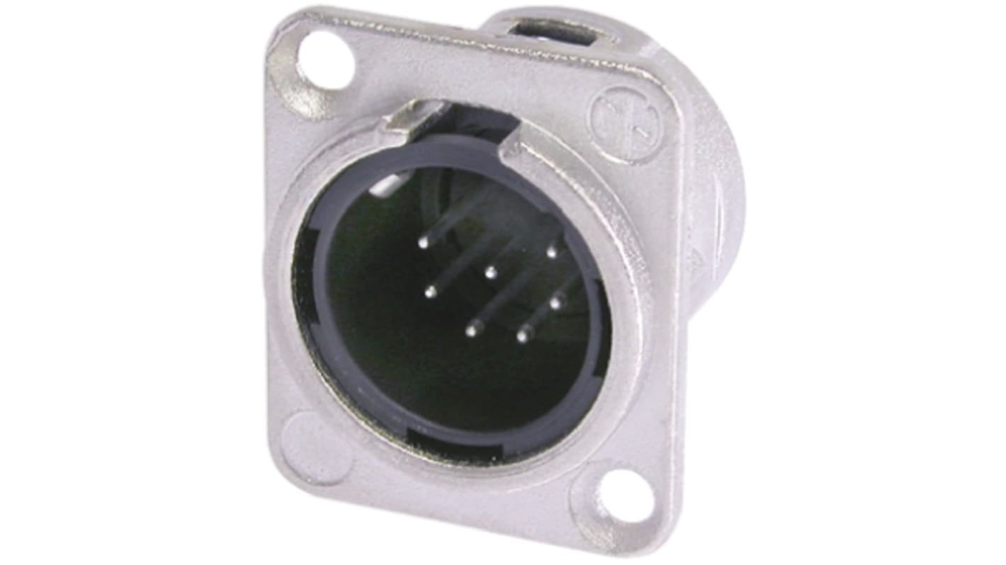 Neutrik 7芯卡侬头公插, 面板安装, 50 V, 5A, 直向