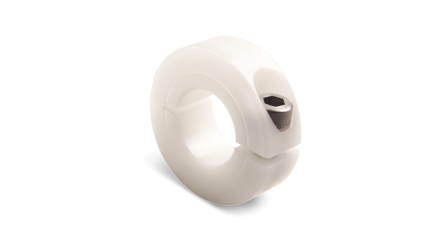 Ruland Shaft Collar, One Piece, Clamp Screw, Bore 30mm, OD 54mm, W 15mm, Plastic