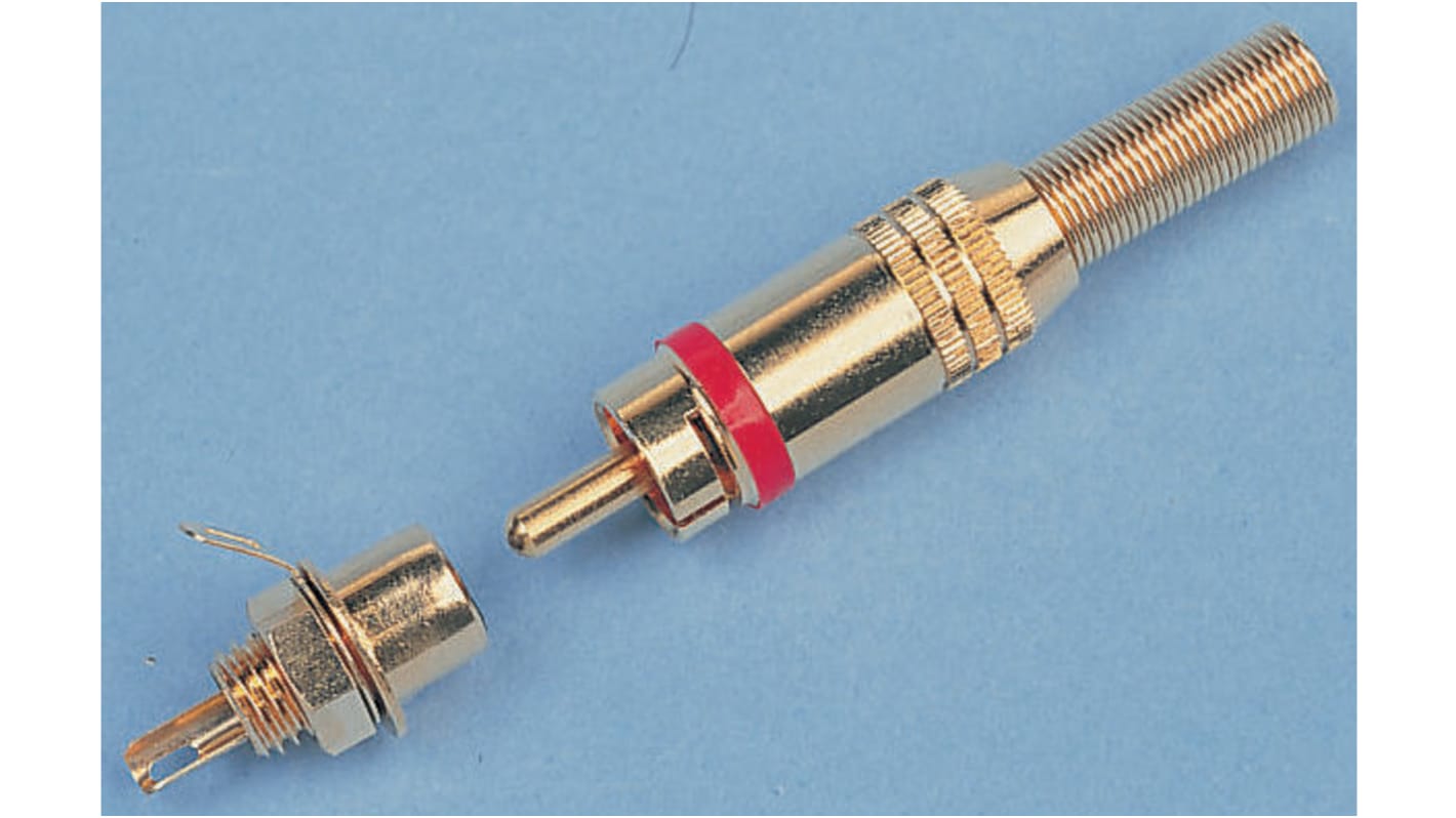 RS PRO Gold Cable Mount RCA Plug, Gold