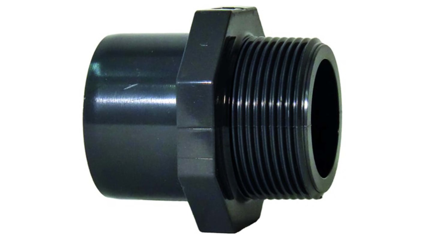 Georg Fischer Plastic Pipe Fitting, Straight Threaded Adapter, 16mm, R 1/2in to Cement 16mm