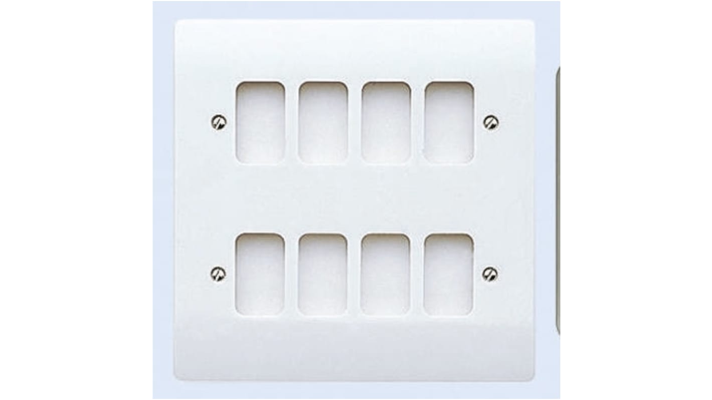 MK Electric White 8 Gang Aluminium Faceplate