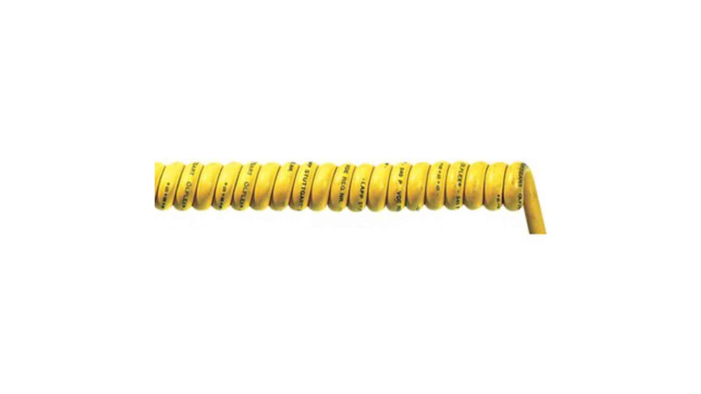 LappÖLFLEX 2 Core, 0.75 mm², Yellow Polyurethane PUR Sheath, 600mm, Coiled, 500 V