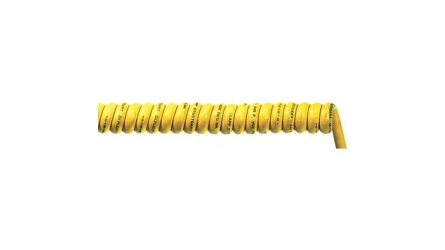 Lapp 3 Core Power Cable, 1 mm², 1m, Yellow Polyurethane PUR Sheath, Coiled, 500 V