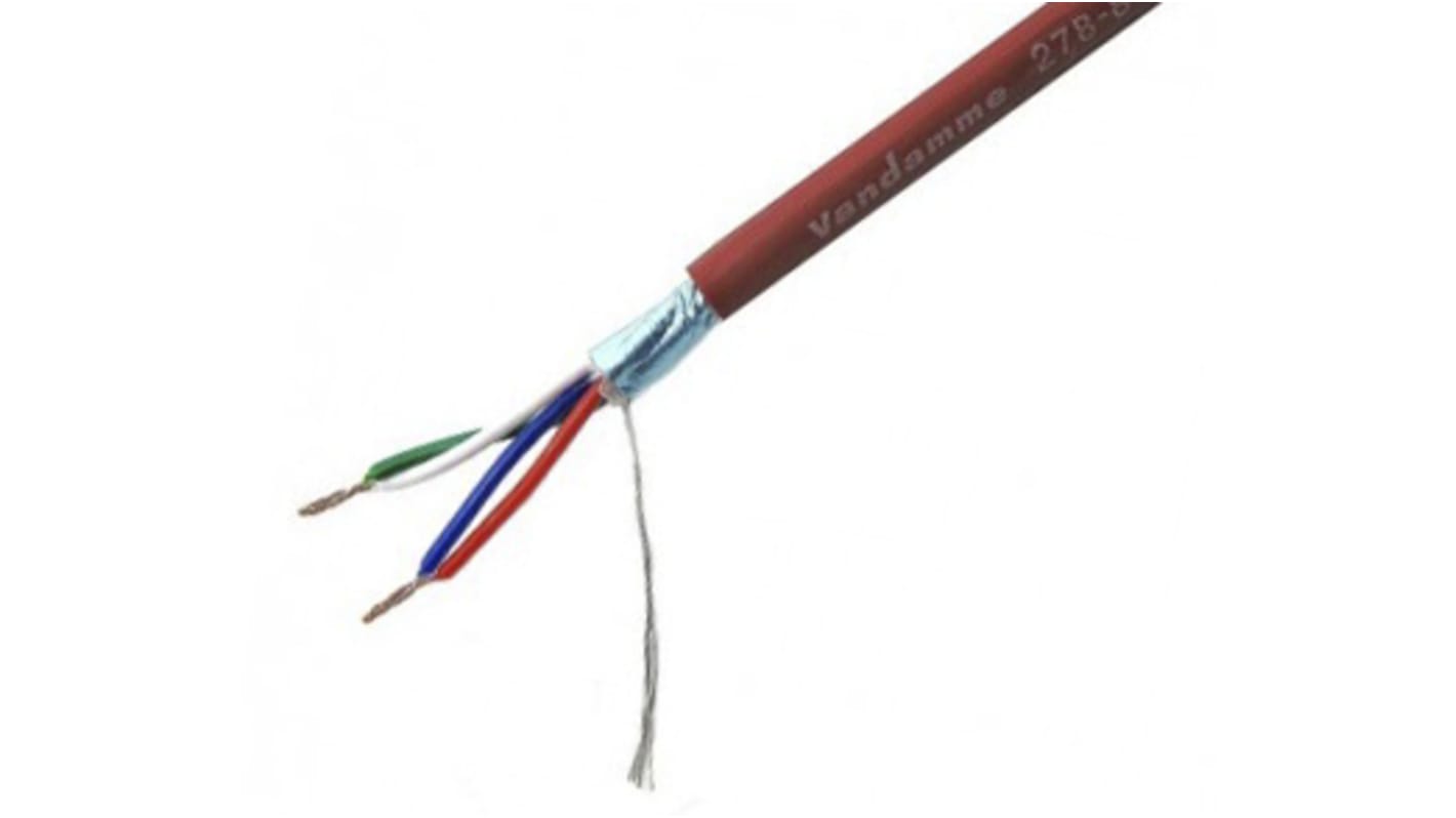 Van Damme Microphone Cable, 0.08 mm² CSA Screened, 3.7mm od, 100m, Brown