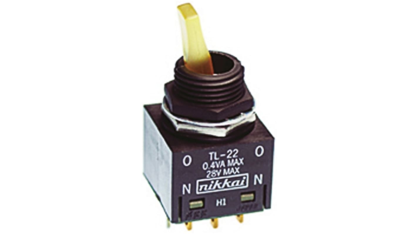 NKK Switches Toggle Switch, Panel Mount, Latching, DPDT, Solder Terminal