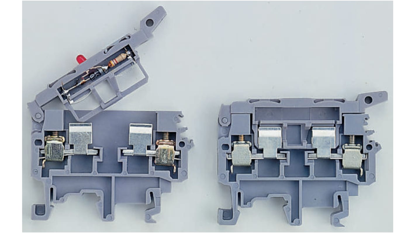 Entrelec M Reihenklemme mit Sicherungshalter Grau, 4mm², 600 V / 6.3A, Schraubanschluss