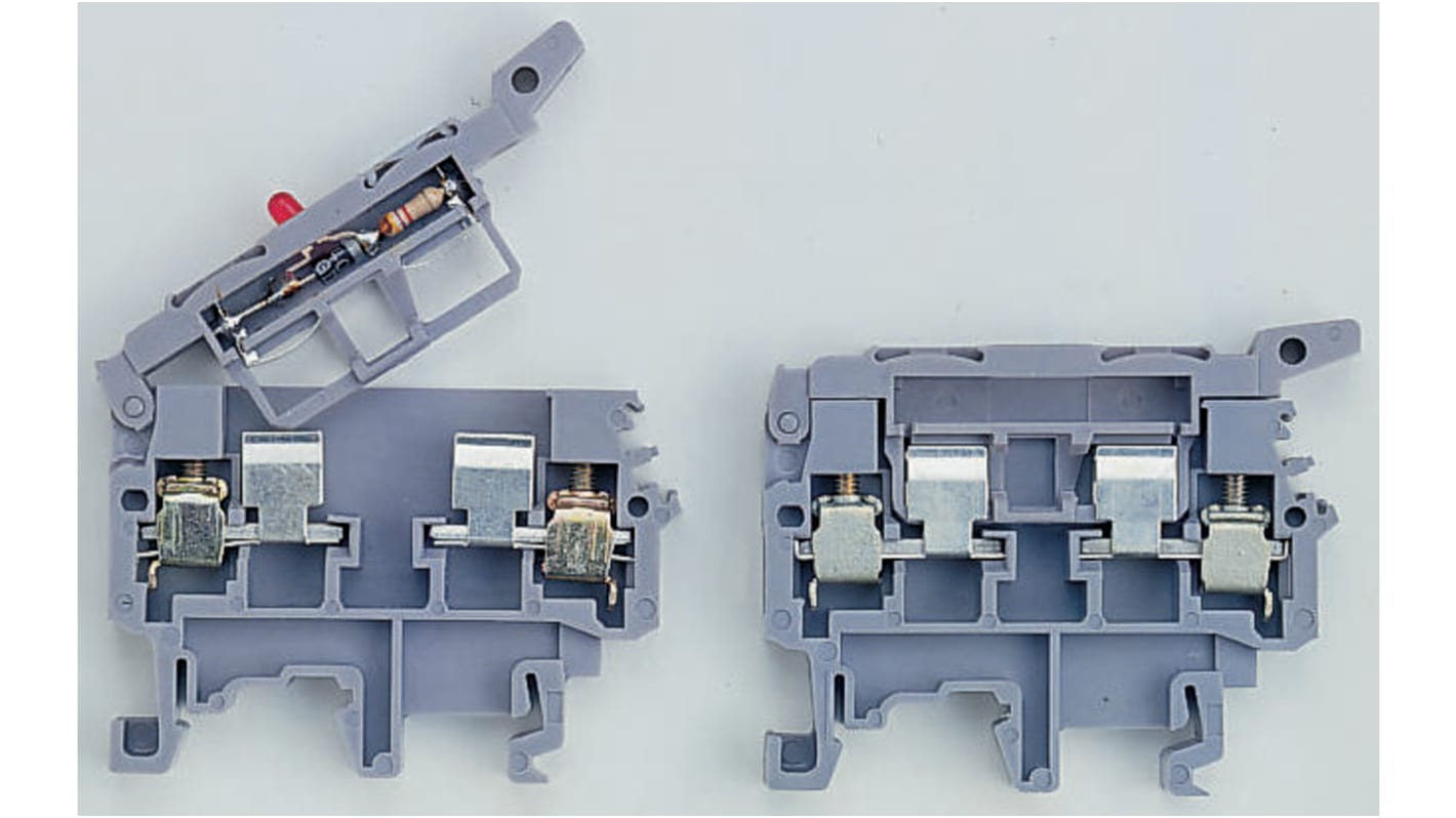 Entrelec M Series Grey Fused DIN Rail Terminal, 4mm², Screw Termination, Fused