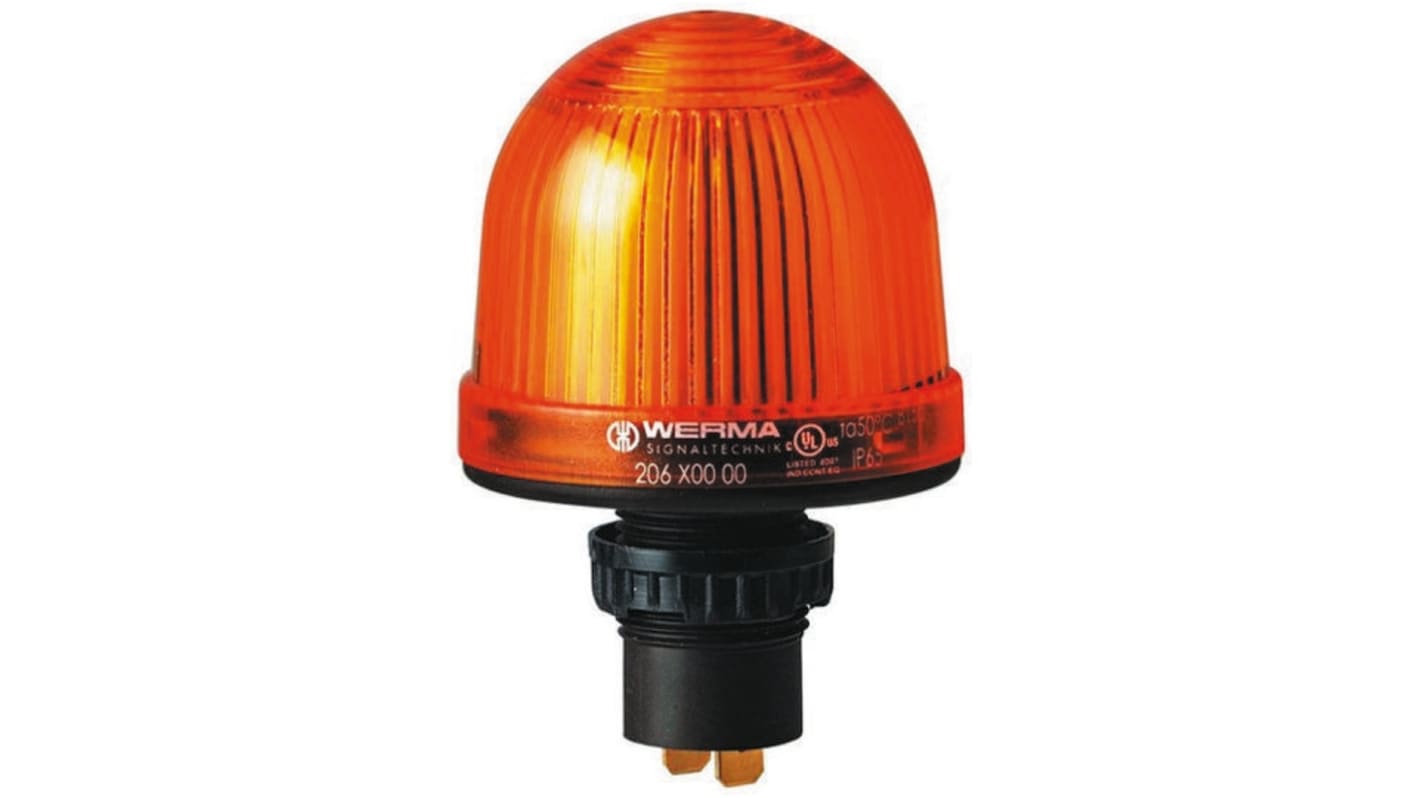 Indicador luminoso Werma serie EM 207, efecto Constante, LED, Amarillo, alim. 24 V ac / dc