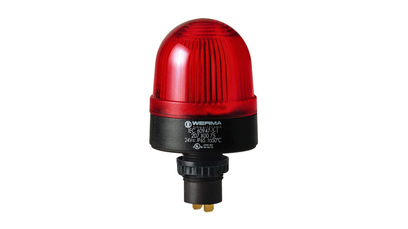 Werma EM 208 Series Red Flashing Beacon, 24 V dc, Panel Mount, Xenon Bulb, IP65